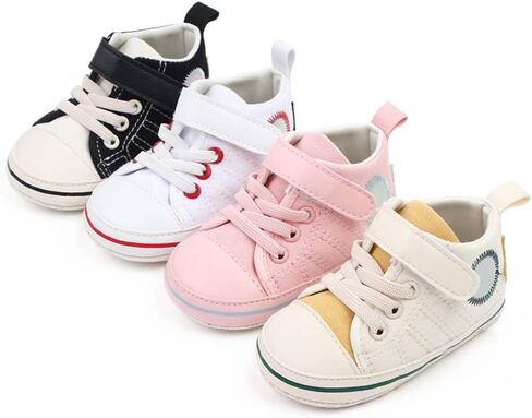 Baby Girls Boys Canvas Shoes Infant Soft Anti-Slip Sole Newborn First Walkers Star High Top Unisex Toddler Denim Sneaker in Saudi Arabia