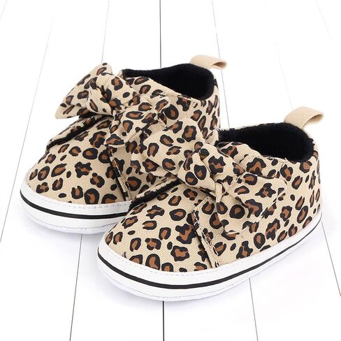 Infant Newborn Shoes Baby Girl Boy Shoes 0-18 Months Babies Sneakers, Soft Sole High Top Leopard Walking Shoes in Saudi Arabia