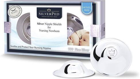 999 Silver Nursing Cups, Silver Nipple Shield, Soothe and Protect Sore Nipples, Silver Nipple Covers Breastfeeding, Silver Nipple Cups, 2 Pieces in Kuwait