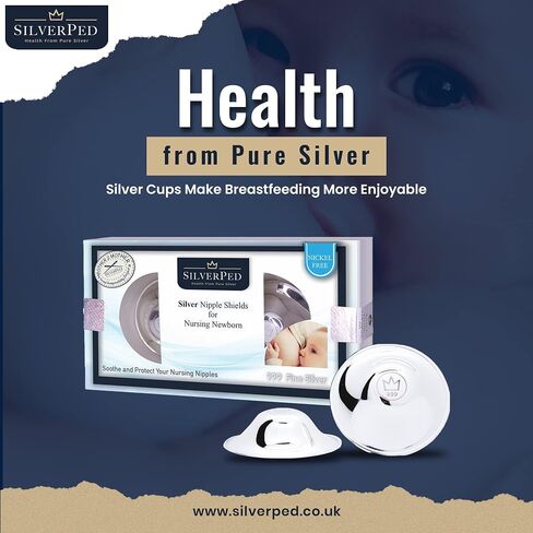 999 Silver Nursing Cups, Silver Nipple Shield, Soothe and Protect Sore Nipples, Silver Nipple Covers Breastfeeding, Silver Nipple Cups, 2 Pieces in Kuwait