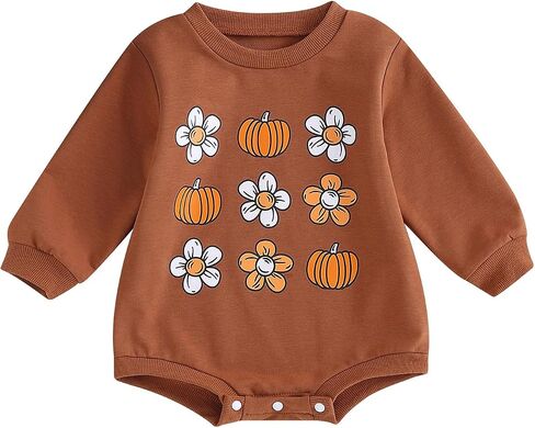 Halloween Baby Girl Boy Clothes Pumpkin Print Sweatshirt Romper Infant Long Sleeve One Piece Romper Fall Outfits in Saudi Arabia