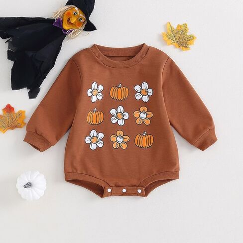 Halloween Baby Girl Boy Clothes Pumpkin Print Sweatshirt Romper Infant Long Sleeve One Piece Romper Fall Outfits in Saudi Arabia