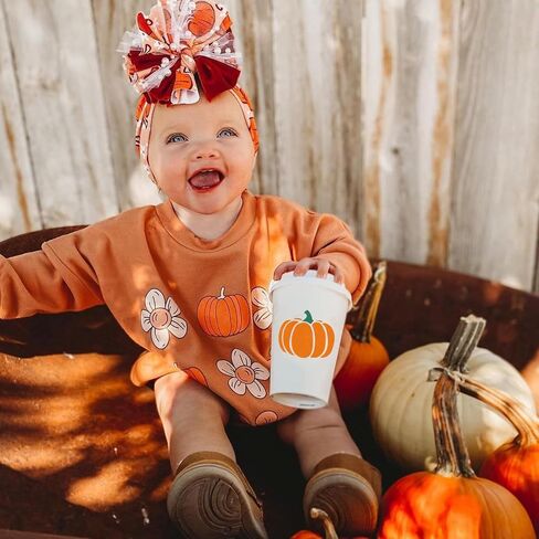 Halloween Baby Girl Boy Clothes Pumpkin Print Sweatshirt Romper Infant Long Sleeve One Piece Romper Fall Outfits in Saudi Arabia