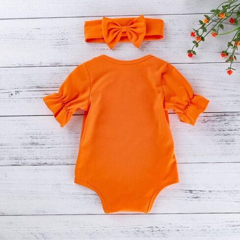 بدلة ماي فيرست هالووين للأطفال حديثي الولادة للأولاد والبنات برتقالية من قطعة واحدة خدعة لخدعة مع عصابة رأس in Kuwait