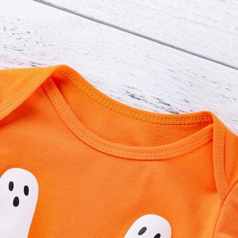 بدلة ماي فيرست هالووين للأطفال حديثي الولادة للأولاد والبنات برتقالية من قطعة واحدة خدعة لخدعة مع عصابة رأس in Kuwait