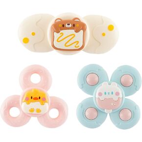 Hundredmore 3PCS Suction Cup Spinner Toy for Baby 12-18Months, Bath Toys for Toddlers 1-3, Boys and Girls 1st Birthday Sensory Toys Gifts