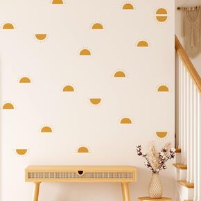 funlife Peel and Stick Boho Sunrise Wall Decals, Self Adhesive Sunshine Wall Stickers Rustic Country, PVC Boho Half Sun Wall Art Stickers for Kids Bedroom Playroom Nursery Room Home Decor Decal
