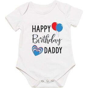 G-Amber Happy Birthday Daddy Mommy Baby Boys Girls Romper Bodysuit Infant Funny Letter Jumpsuit Outfit 0-24Months