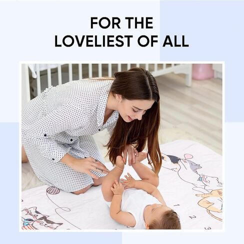 بطانية EOIRQHOPDD Baby Milestone - حجم كبير 40 بوصة × 47 بوصة - صوف الفانيلا الفاخر - تسليط الضوء على الرقم الشهري - التقاط نمو الطفل - خلفية التصوير الفوتوغرافي - إكليل الزهور متضمن (قرن الوعل) in Kuwait