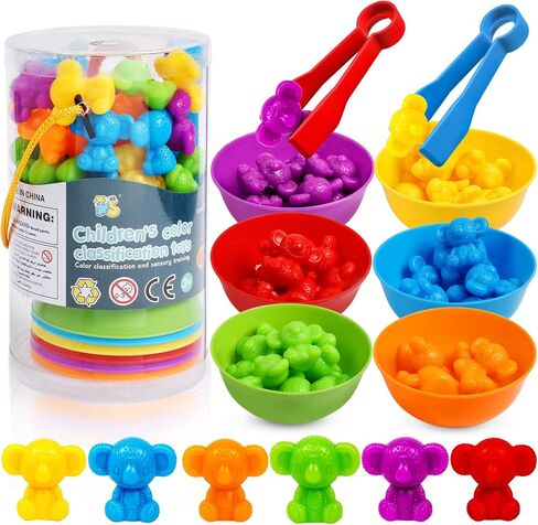 Counting Animals Toys Matching Games with Sorting Bowls Sorting Toys for Toddlers Preschool Learning Activities for Math Color Sensory Montessori Fine Motor Skills Toys for 3 4 5 Years Old Boys Girls in Kuwait