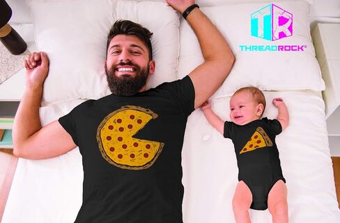 Threadrock Pizza Pie & Slice بدلة الرضع & تيشيرت رجالي مجموعة مطابقة in Saudi Arabia