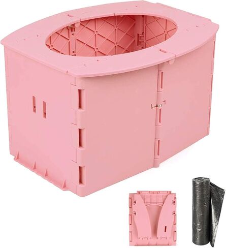 Travel Potty for Kids, Reusable Portable Folding Potty for Toddler, Travel Foldable Toilet for Travel Outdoor Camping, Toddler Potty Seat for Baby Potty Training (Pink) in Saudi Arabia