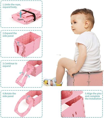 Travel Potty for Kids, Reusable Portable Folding Potty for Toddler, Travel Foldable Toilet for Travel Outdoor Camping, Toddler Potty Seat for Baby Potty Training (Pink) in Saudi Arabia