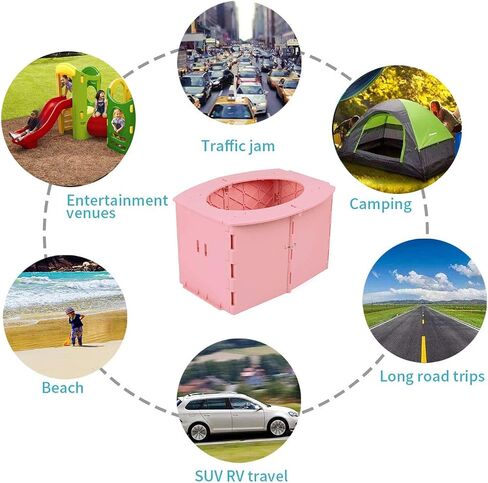 Travel Potty for Kids, Reusable Portable Folding Potty for Toddler, Travel Foldable Toilet for Travel Outdoor Camping, Toddler Potty Seat for Baby Potty Training (Pink) in Saudi Arabia