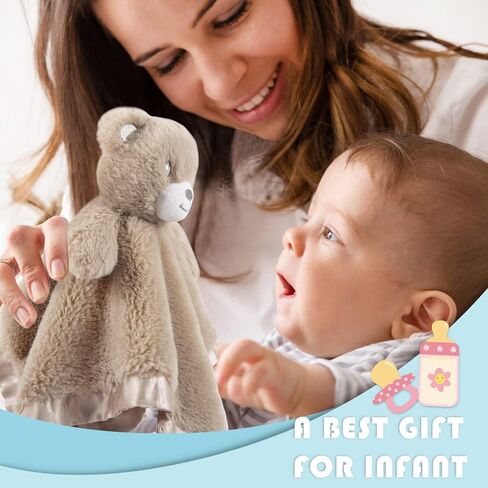 بطانية BEILIMU Baby Bear Security بطانية ناعمة من Minky Baby Lovey Animal Plush هدية محببة للجنسين للأطفال الصغار والأولاد والبنات، 14 بوصة (بني فاتح) in Kuwait