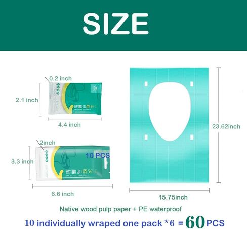Ditind Toilet Seat Covers Disposable, 30 Pcs Toilet Seat Covers for Travel Accessories (15.8×23.6 inch), Extra Large PE Film Travel Toilet Mats Covers for Kids and Adults Potty Training in Saudi Arabia
