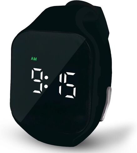 Square Button Potty Training Watch - Toilet Training Timer - Rechargeable Water-Resistant Digital Watch Time Reminder Vibrates & Plays Music Fashionable & Functional Gift for Kids, Black in Saudi Arabia