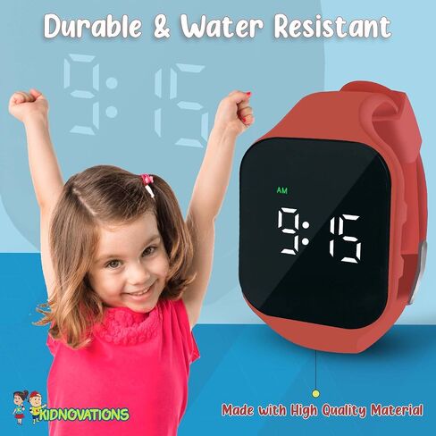 Square Button Potty Training Watch - Toilet Training Timer - Rechargeable Water-Resistant Digital Watch Time Reminder Vibrates & Plays Music Fashionable & Functional Gift for Kids, Black in Saudi Arabia