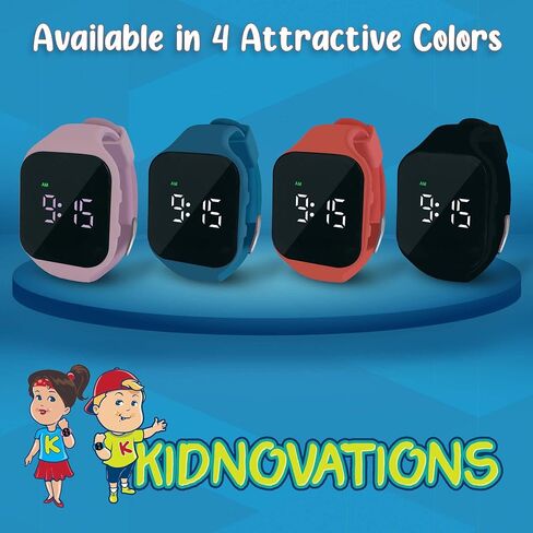 Square Button Potty Training Watch - Toilet Training Timer - Rechargeable Water-Resistant Digital Watch Time Reminder Vibrates & Plays Music Fashionable & Functional Gift for Kids, Black in Saudi Arabia