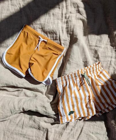 LDIOIF الأولاد ملابس السباحة جذوع سريعة الجافة بحر الرياضة سروال سباحة قصير طفل صبي ملابس السباحة مخطط ثوب السباحة مجلس قصيرة 0-9 سنة in Kuwait