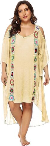Chrisuno Women's Plus Size Bathing Suit Cover Ups Swimsuit Coverups Dress Soft Crochet Bikini Beach Skirt in Kuwait