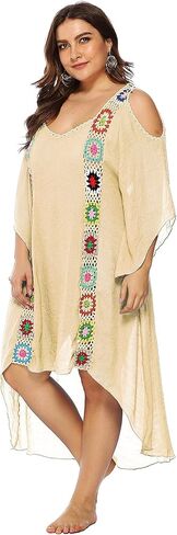 Chrisuno Women's Plus Size Bathing Suit Cover Ups Swimsuit Coverups Dress Soft Crochet Bikini Beach Skirt in Kuwait