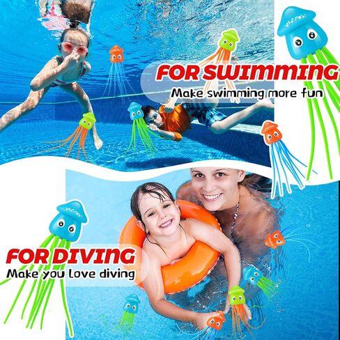 6 Pcs Fun Octopus Bath Toys Octopus Swimming Pool Dive Toys Sensory Stress Relief Cute Pool Diving Toys for Summer Tub Bathtub Water Goodie Bag Fillers, 3 Styles in Saudi Arabia