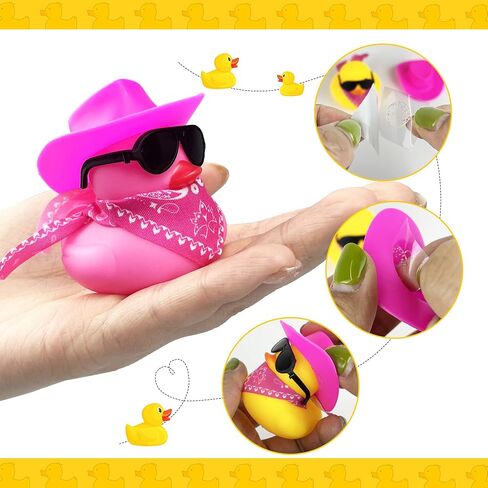 12 PCS Cowboy Duck with Hat and Sunglasses Mini Duckies Toys for Birthday Swimming Party Gift Favor in Saudi Arabia