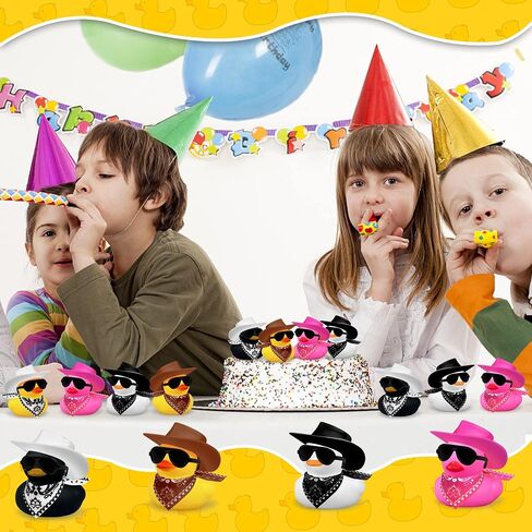12 PCS Cowboy Duck with Hat and Sunglasses Mini Duckies Toys for Birthday Swimming Party Gift Favor in Saudi Arabia