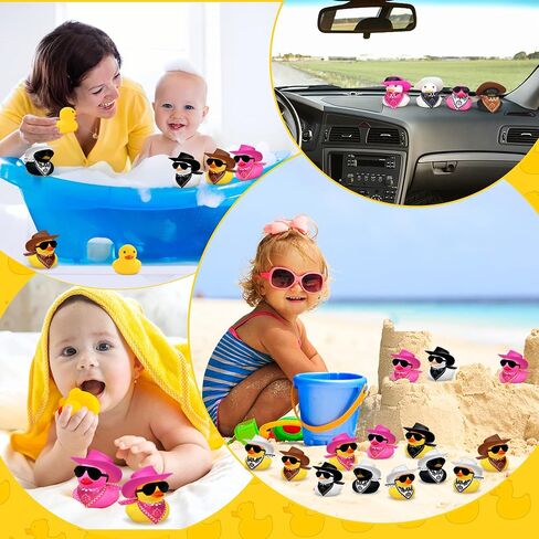 12 PCS Cowboy Duck with Hat and Sunglasses Mini Duckies Toys for Birthday Swimming Party Gift Favor in Saudi Arabia