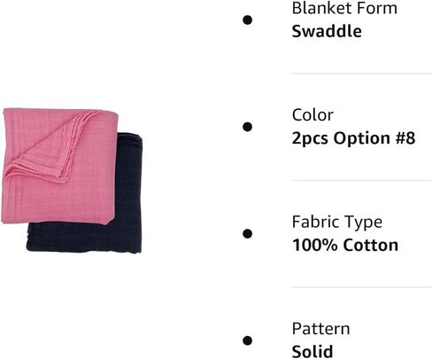 Organic Muslin Swaddle Blankets for New Born Boys Girls (2PCS Option #10) in Kuwait