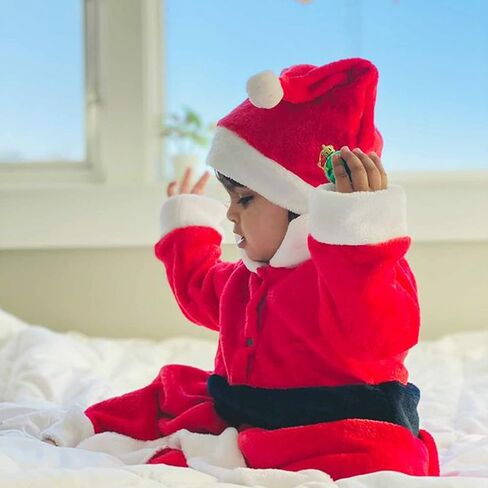 BIG ELEPHANT Unisex Baby 1 Piece Warm Christmas Long Sleeve Romper Pajama with Hat in Saudi Arabia