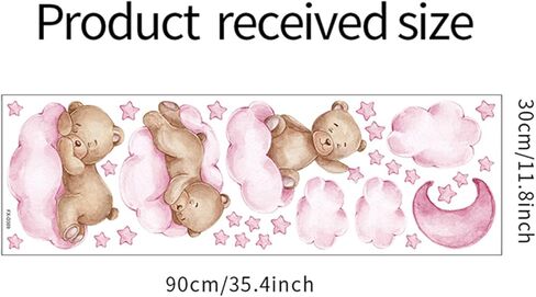 Tedy Bear Stars Moon Cloud Wall Stickers, Pink Wall Decals for Nursery Kids Room Living Room Bedroom Decorations Home Decor in Kuwait
