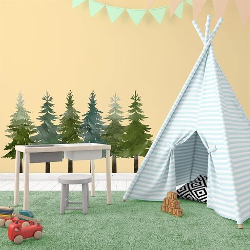 Watercolor Pine Tree Wall Decals Forest Nature Tree Wall Clings Stickers | Forest Mountain Tree Wall Decal, Pine Tree Window Clings, Peel Stick Woodland Decor, Trees Stickers for Kids Room Classroom in Saudi Arabia