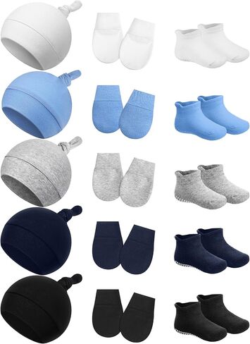 Baby Hats Newborn Knot Beanie No Scratch Mitten Non-Slip Sock for Boys and Girls in Saudi Arabia