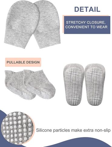 Baby Hats Newborn Knot Beanie No Scratch Mitten Non-Slip Sock for Boys and Girls in Saudi Arabia