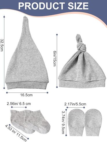 Baby Hats Newborn Knot Beanie No Scratch Mitten Non-Slip Sock for Boys and Girls in Saudi Arabia