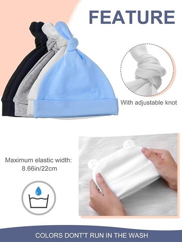 Baby Hats Newborn Knot Beanie No Scratch Mitten Non-Slip Sock for Boys and Girls in Saudi Arabia