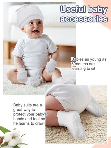 Baby Hats Newborn Knot Beanie No Scratch Mitten Non-Slip Sock for Boys and Girls in Saudi Arabia