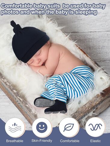 Baby Hats Newborn Knot Beanie No Scratch Mitten Non-Slip Sock for Boys and Girls in Saudi Arabia