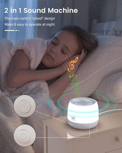 جهاز صوت Somezeds مع ضوء ليلي لغرفة الأطفال، جهاز صوت للنوم للأطفال البالغين، جهاز ضوضاء بيضاء، مثالي للمنزل والمكتب والسفر، مع 12 صوتًا مهدئًا in Kuwait