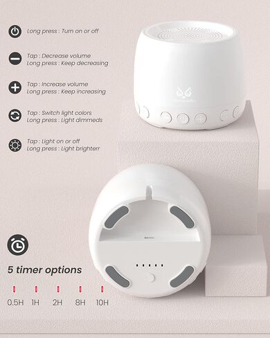 جهاز صوت Somezeds مع ضوء ليلي لغرفة الأطفال، جهاز صوت للنوم للأطفال البالغين، جهاز ضوضاء بيضاء، مثالي للمنزل والمكتب والسفر، مع 12 صوتًا مهدئًا in Kuwait