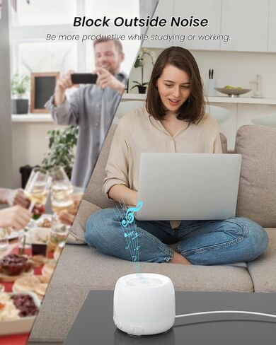 جهاز صوت Somezeds مع ضوء ليلي لغرفة الأطفال، جهاز صوت للنوم للأطفال البالغين، جهاز ضوضاء بيضاء، مثالي للمنزل والمكتب والسفر، مع 12 صوتًا مهدئًا in Kuwait