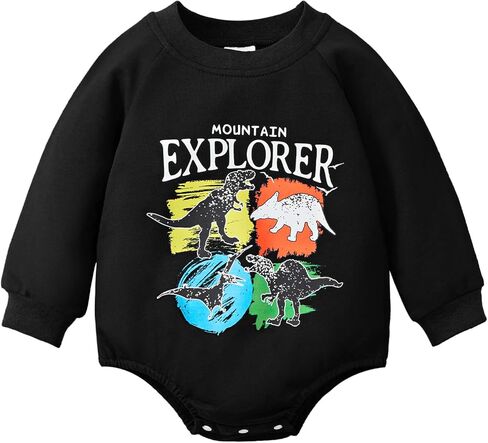 Weixinbuy Newborn Boy Girl Outfits Baby Long Sleeve Dinosaur Romper Oversized Sweatshirt Infant Fall Clothes 0-18M in Saudi Arabia