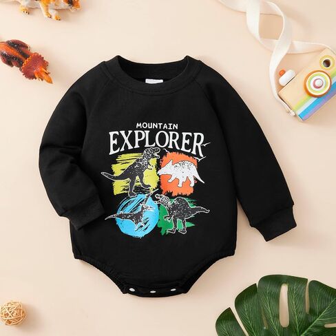 Weixinbuy Newborn Boy Girl Outfits Baby Long Sleeve Dinosaur Romper Oversized Sweatshirt Infant Fall Clothes 0-18M in Saudi Arabia