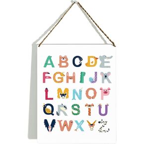 Cute Animal Alphabet Sign, Playroom Sign, 26 English Letters, Children's Room Decor, Colorful Rainbow ABC English Alphabet Decorative for Playroom Kids Bedroom Nursery Home Decor, 8x10 Inch(GMS669) in Kuwait