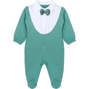 Lilax Baby Boy Gentleman Footie Christmas Stylish Tuxedo Outfit with Bow Tie in Saudi Arabia