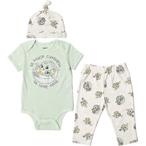 STAR WARS Millennium Falcon Chewbacca Darth Vader Baby 3 Piece Outfit Set: Cuddly Bodysuit Pants Hat Newborn to Infant