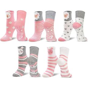 Hellomamma Non-Slip Cotton Toddler Socks, Cute Animals Crew Kids Socks with Grippers Anti Skid Children Socks for Girls Boys in Saudi Arabia