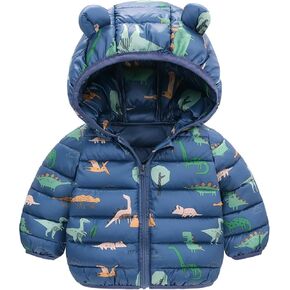 Happy Cherry Baby's Puffer Jacket with Hood Cute Cartoon Cotton Coats Winter Warm Outerwear